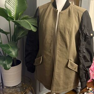 a.n.a Tan and Black Bomber Jacket